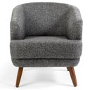 Ver imagem 2 de Poltrona Decorativa com Pés de Madeira Tamara D02 Linho Chumbo D-469 - Lyam Decor