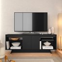 Ver imagem 3 de Rack 1,60m 55 Polegadas Tulum Preto - Móveis Arapongas Preto Fosco