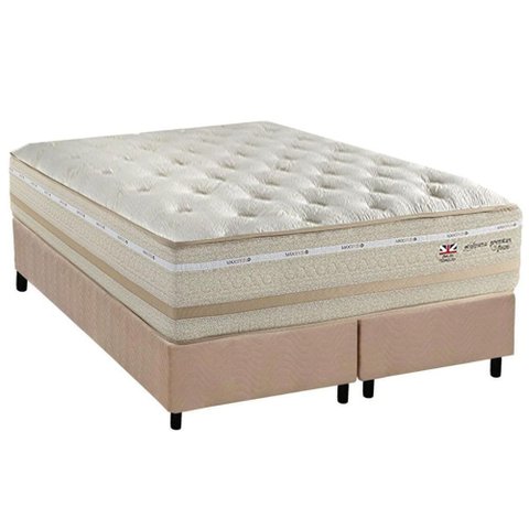 Conjunto Box King: Colchão Molas Herval Maxspring C1626 + Base Crc Suede Clean (193x203)