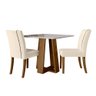 Conjunto de Mesa Sala de Jantar Atenas com 2 Cadeiras Carvalho/off White/bege 0,90m Quadrada Dobuê - 6