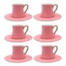 Cj 6 Xícaras P/café C/pires de Porcelana Rosa C/aça Dourada Galet 80ml L'hermitage - 1