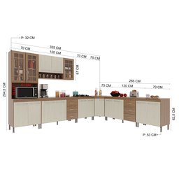Cozinha Completa Fidelitá Paris 7 Peças 600cm 16 Portas 6 Gavetas com Tampo - 4