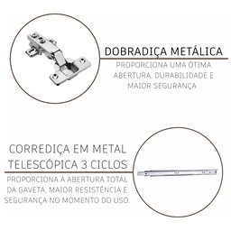 Cozinha Completa Fidelitá Paris 7 Peças 600cm 16 Portas 6 Gavetas com Tampo - 7