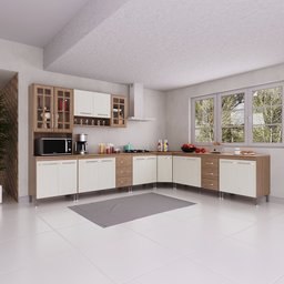 Cozinha Completa Fidelitá Paris 7 Peças 600cm 16 Portas 6 Gavetas com Tampo - 1
