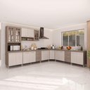 Ver imagem 1 de Armário de Cozinha Modulada Completa Fidelitá Paris 7 Peças 600cm 16 Portas 6 Gavetas com Tampo