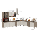 Ver imagem 3 de Armário de Cozinha Modulada Completa Fidelitá Paris 7 Peças 600cm 16 Portas 6 Gavetas com Tampo