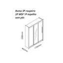 Ver imagem 3 de Guarda-Roupa Casal 3 Portas com 1 Porta Espelho 100% MDF Roma