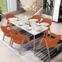 Ver imagem 2 de Kit 4 Cadeiras de Jantar e Estar Living Estofada Nadja L02 Linho Terracota - Lyam Decor