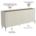 Ver imagem 4 de Aparador Buffet Sala de Jantar 4 Portas Brise Pés Industrial Dourado Naim I03 Luna Louro - Lyam