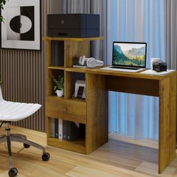 Escrivaninha e Nichos Connect Benetil Móveis 1 Gaveta 113cm Rovere - 1