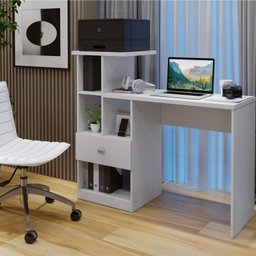 Escrivaninha e Nichos Connect Benetil Móveis 1 Gaveta 113cm Branca - 1