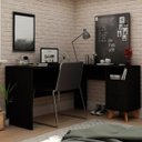 Ver imagem 2 de Escrivaninha de Canto 2 Gavetas Havana Preto - Gelius