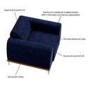 Ver imagem 3 de Kit 2 Poltronas Decorativas Sala de Estar Base de Madeira Euro Veludo Azul Marinho