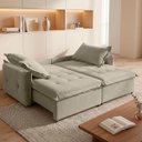 Ver mais imagens de Sofá Cama 2 Lugares Singapura Reclinável 190cm em Bouclê com Catraca Reforçada e 2 Almofadas:Bege