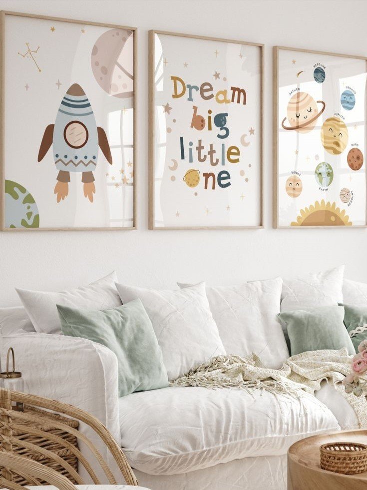 Kit 3 Quadros Decorativos Infantil Astronauta Espaço No4