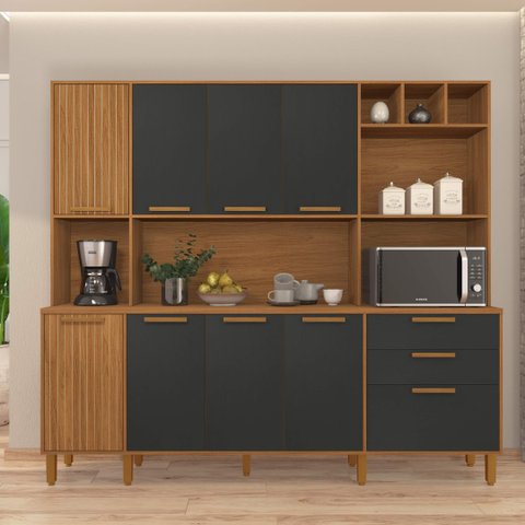 Armário de Cozinha Compacta Fidelitá Provença 219cm 9 Portas 2 Gavetas