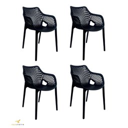 Cadeira Suits com Braço preta - Kit com 4 - 1
