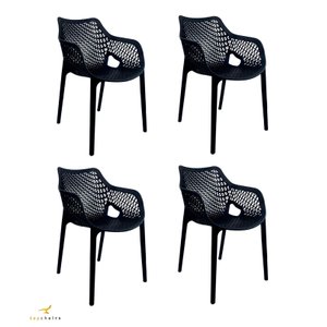 Cadeira Suits com Braço preta - Kit com 4
