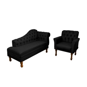 Jogo Sofá Divâ + 1 Poltronas Decorativa para Sala de Espera