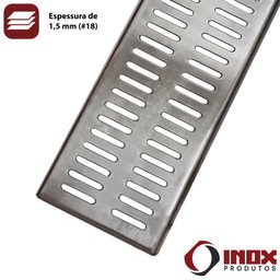 Ralo Classic com Moldura e Cesto Coletor - Inox 304 (#1,5) - 150x15x02 Cm - 6