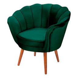 Poltrona Pétala Decorativa Verde Militar Pés Palito Em Madeira Maciça - 1