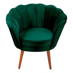 Poltrona Pétala Decorativa Verde Militar Pés Palito Em Madeira Maciça - 3