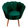 Poltrona Pétala Decorativa Verde Militar Pés Palito Em Madeira Maciça - 3