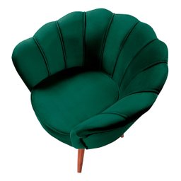 Poltrona Pétala Decorativa Verde Militar Pés Palito Em Madeira Maciça - 2