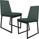 Ver imagem 1 de Kit 02 Cadeiras Para Sala Jantar Base Aço Industrial Preto Dafne L02 Linho Verde Musgo - Lyam