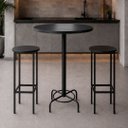 Ver imagem 1 de Conjunto Mesa Bistrô Alabama com 2 Banquetas Alta Kassel Cor Preto - Kmj