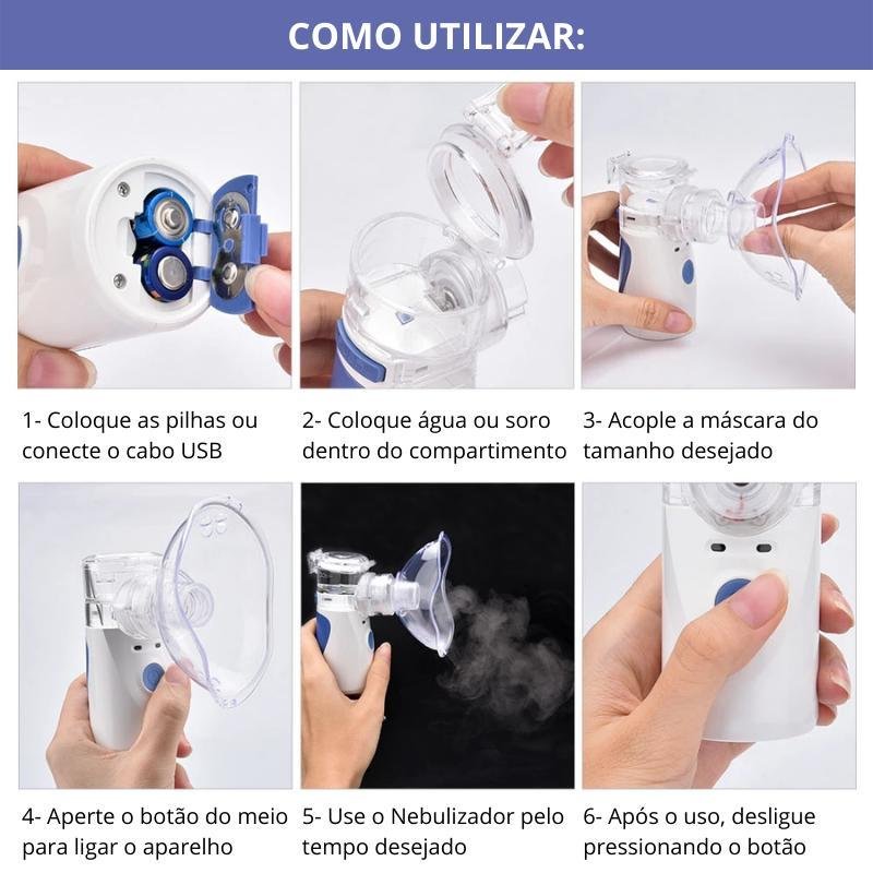 Nebulizador Inalador Portátil Usb ou Pilha Adulto e Infantil - 4