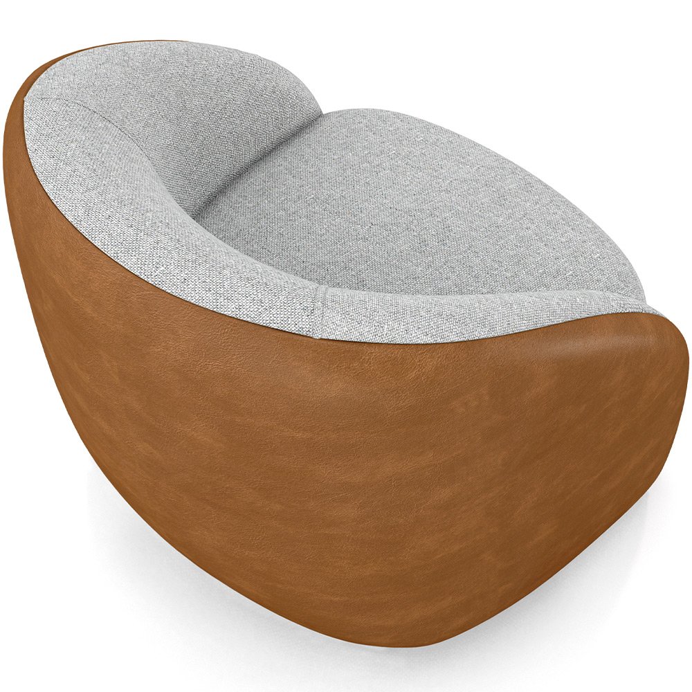 Kit 02 Poltronas Decorativas Giratória Angelina M03 Couríssimo Whisky Linho Cinza - Lyam Decor - 7