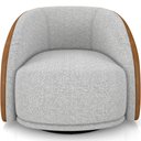 Ver imagem 3 de Kit 02 Poltronas Decorativas Giratória Angelina M03 Couríssimo Whisky Linho Cinza - Lyam Decor