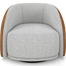 Kit 02 Poltronas Decorativas Giratória Angelina M03 Couríssimo Whisky Linho Cinza - Lyam Decor - 3