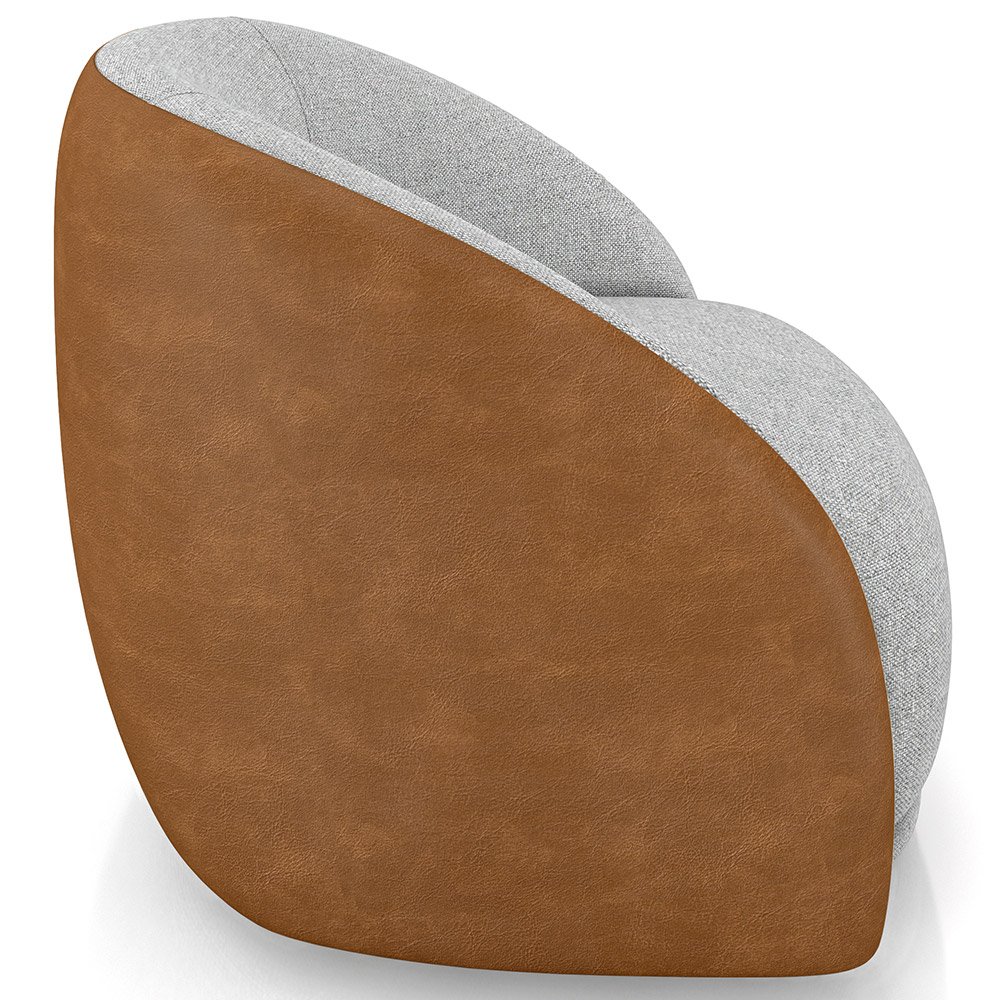 Kit 02 Poltronas Decorativas Giratória Angelina M03 Couríssimo Whisky Linho Cinza - Lyam Decor - 6