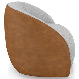 Kit 02 Poltronas Decorativas Giratória Angelina M03 Couríssimo Whisky Linho Cinza - Lyam Decor - 6