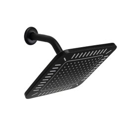 Ducha Quadrada 21 Cm Preto em Abs C/ Suporte de Parede - 1