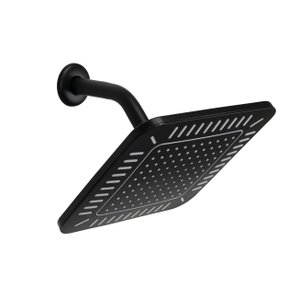 Ducha Quadrada 21 Cm Preto em Abs C/ Suporte de Parede