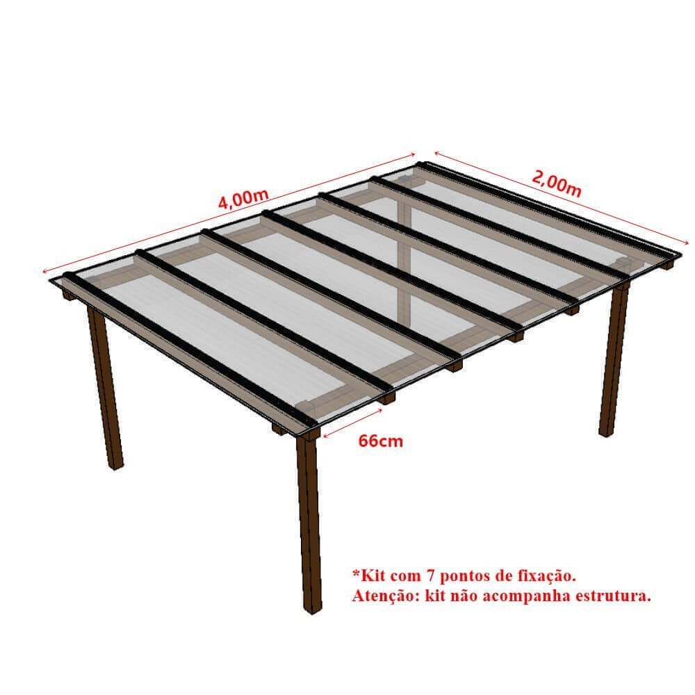Ver imagem 2 de Cobertura Policarbonato Alveolar 4,00m x 2,00m - Cristal 6mm