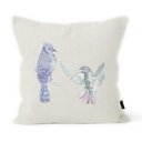 Ver imagem 1 de Almofada Decorativa Finezza em Linho Cru Beija Flor E Gaio Azul - 45x45 cm