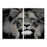 Kit 2 Telas Decorativas Pintura Leão Preto e Branco Médio - 1