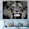 Kit 2 Telas Decorativas Pintura Leão Preto e Branco Médio - 2
