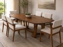 Ver imagem 1 de Conjunto Sala de Jantar Gemini 220x110 Madeira Maciça com 6 Cadeiras Estofadas Made Wood