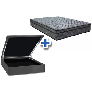 Cama Box Baú Casal Colchão Espuma D33 Bordado + Box Cinza