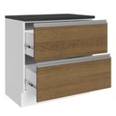 Ver imagem 4 de Balcão Armário de Cozinha 100% MDF 80 cm 2 Gavetas Branco/Rustic Acordes Madesa