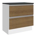 Ver imagem 1 de Balcão Armário de Cozinha 100% MDF 80 cm 2 Gavetas Branco/Rustic Acordes Madesa