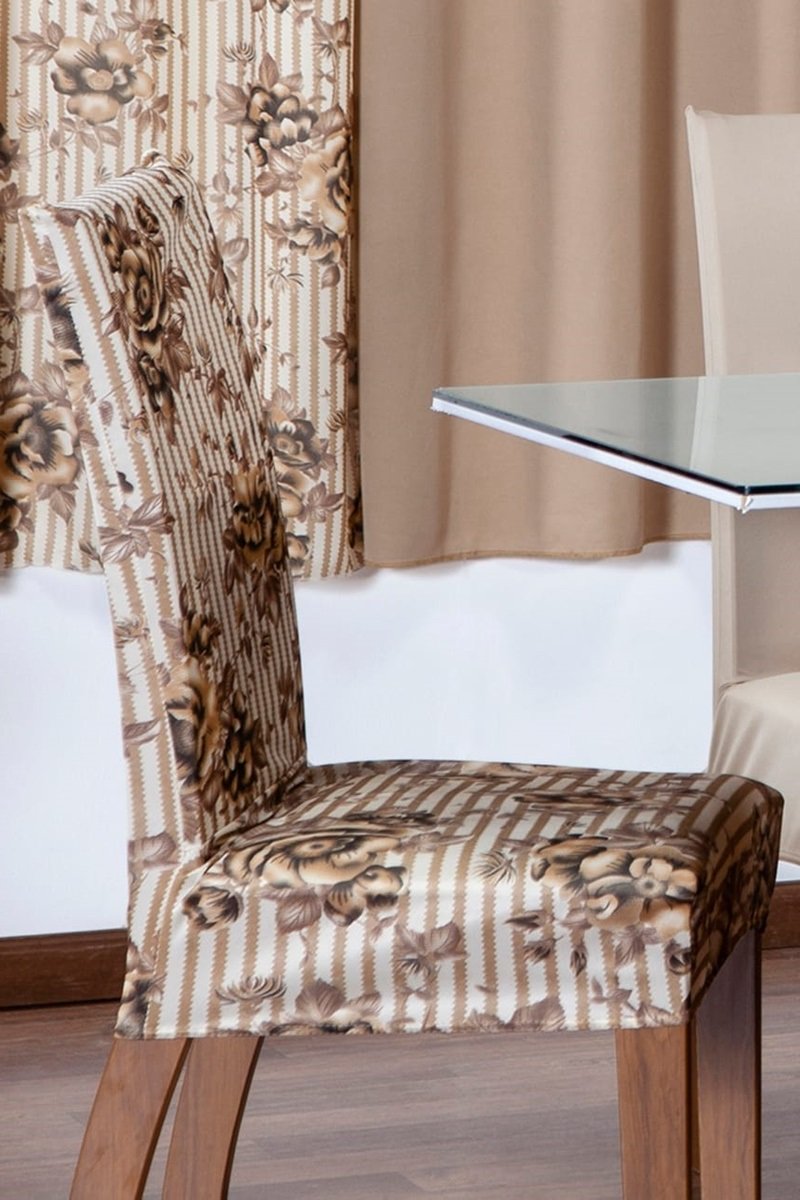 Kit Capa de Cadeira 6 Peças Sala de Jantar Protege o Estofado Renova o Visual Malha Gel Mista 2 Flor - 3