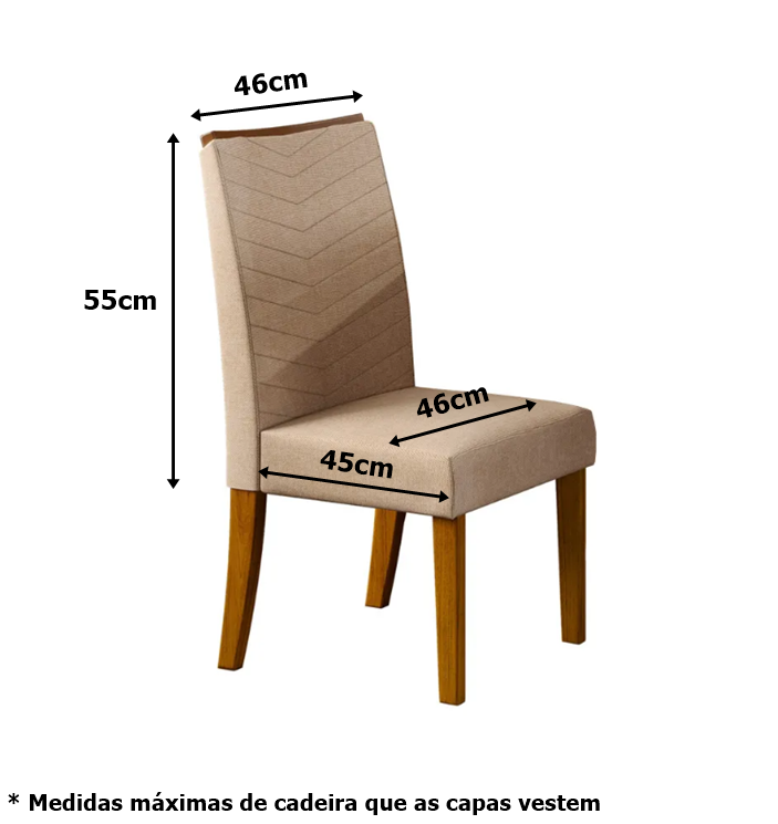 Kit Capa de Cadeira 6 Peças Sala de Jantar Protege o Estofado Renova o Visual Malha Gel Mista 2 Flor - 5