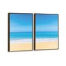 Kit 2 Telas Canvas com Moldura Praia Madeira - Médio - 2
