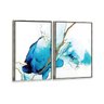Kit 2 Telas Canvas com Moldura Abstrata Azul com Detalhe Gold Metalizado - Grande - 2